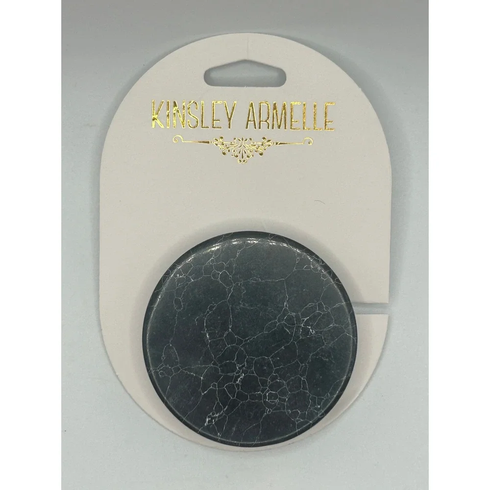 Kingsley Armelle Phone Grip Black Marble Design With Adhesive‎ Back